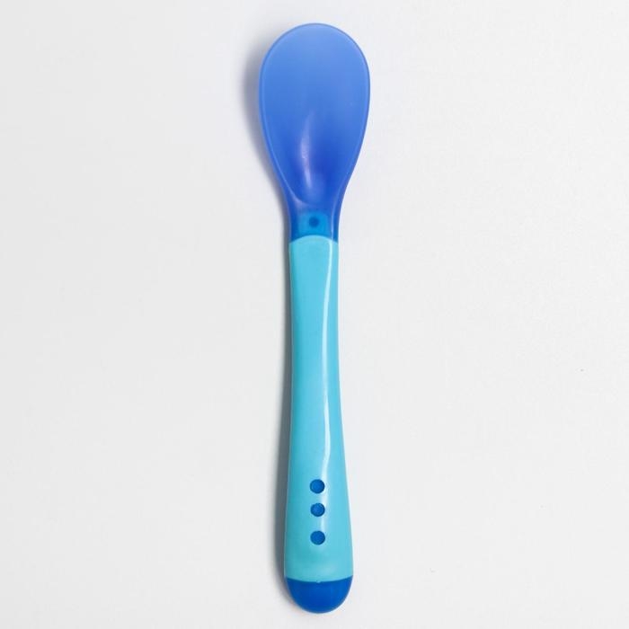 Ложка детская для кормления, термочувствительная, цвет сине-голубой Ложка детская для кормления, термочувствительная, цвет сине-голубой
