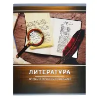 Тетрадь предметная 48 листов в линейку Calligrata, «Металл. Литература», обложка мелованный картон, серые листы