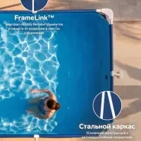 Бассейн каркасный Steel Pro, 259&times;170&times;61 см, прямоугольный, 56403 Bestway