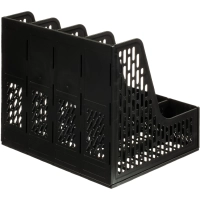 Лоток вертикальный д/бумаг Deli E9844,сбор,4отд,чер,325x257x275мм,пл