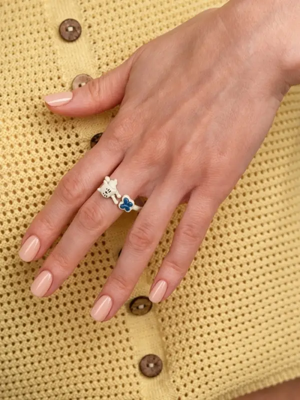 Кольцо &laquo;Выбражулька. Котик обнимашка&raquo;, размер 16.5, бежевое