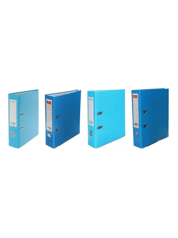 Папка-регистратор А4, 75 мм, ПВХ, тиснение &laquo;лен&raquo;, металлическая окантовка, карман на корешок, собранная, голубая, в оттенке МИКС