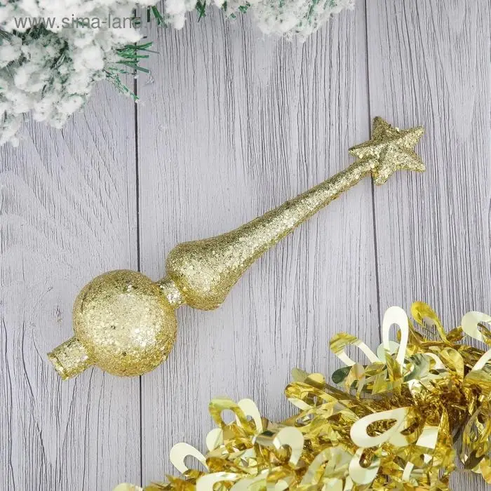 Верхушка на елку Верхушка на елку "Золотая россыпь" 4х18 см, золото
