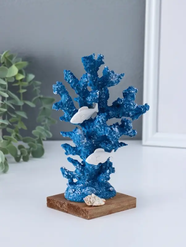 Сувенир полистоун "Рыбки у синих кораллов" 6,5х14х19,5 см