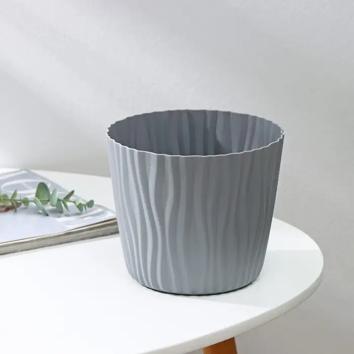 Кашпо для цветов со вставкой «Волна», 2 л, d=16 см, h=13,5 см, цвет серый Кашпо для цветов со вставкой «Волна», 2 л, d=16 см, h=13,5 см, цвет серый