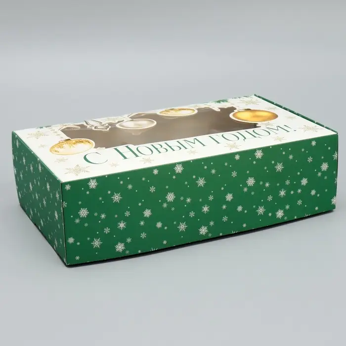 Коробка для эклеров с вкладышами &laquo;С Новым годом!&raquo;, ветки, 25&times;15&times;7 см