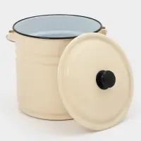 Ведро эмалированное, 12 л, с крышкой и ручкой, слоновое, кости