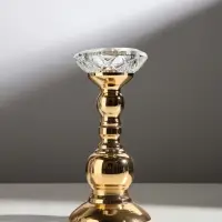 Подсвечник на 1 свечу &laquo;Кристальная чаша. Фигурный&raquo;, d=5 см, под золото, 8&times;8&times;19 см