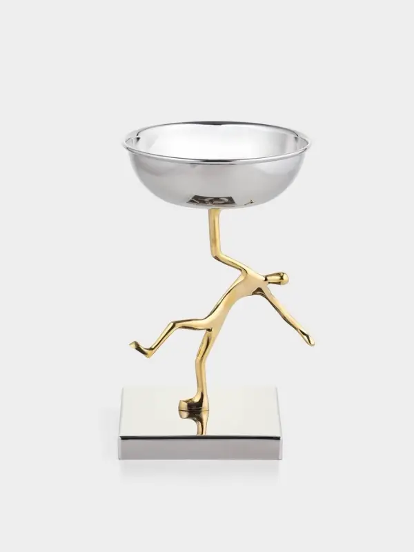 Блюдо сервировочное на подставке &laquo;Человек&raquo;, d=13 см, нержавеющая сталь, латунь