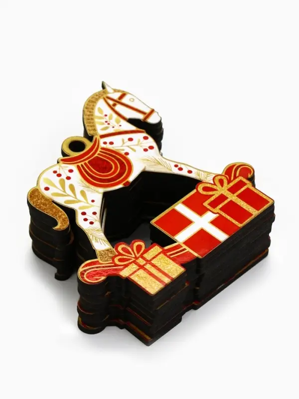 Ёлочная игрушка деревянная &laquo;Новогодний конь&raquo;, набор 10 шт.