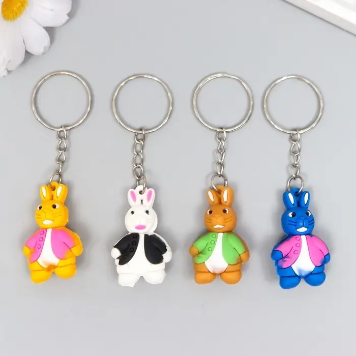 Брелок резина Брелок резина "Кролик в пиджаке" МИКС 1,2х2,5х3,5 см