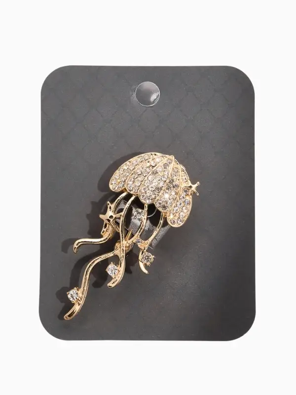 Брошь &laquo;Медуза&raquo;, белая в золоте