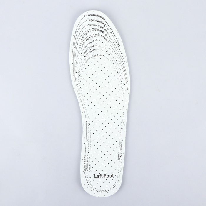 Стельки для обуви, универсальные, дышащие, р-р RU до 46 (р-р Пр-ля до 47), 29 см, пара, цвет белый Стельки для обуви, универсальные, дышащие, р-р RU до 46 (р-р Пр-ля до 47), 29 см, пара, цвет белый