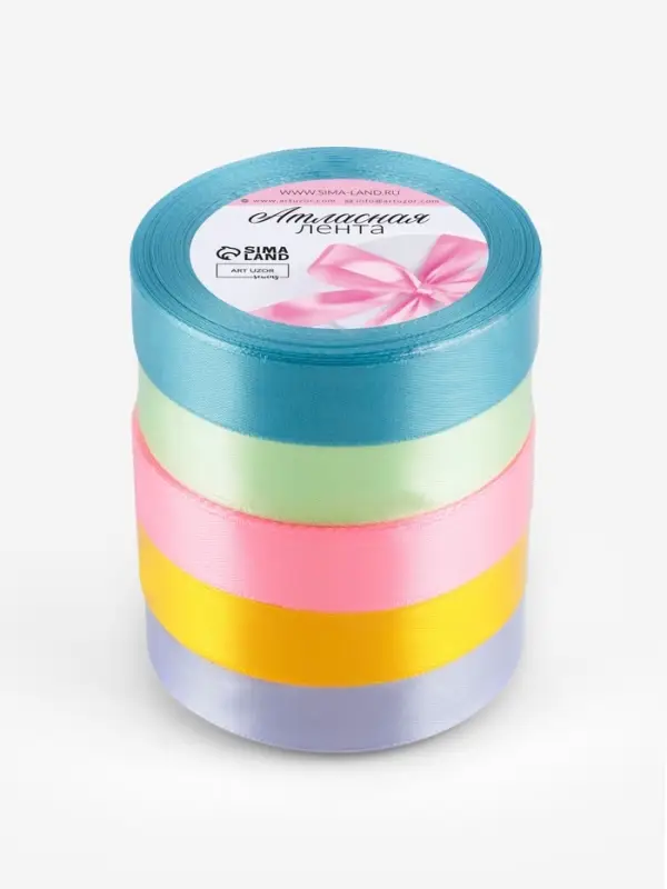 Атласная лента, набор 5 шт. &laquo;Весенний&raquo;, 20 мм, 23&plusmn;1 м