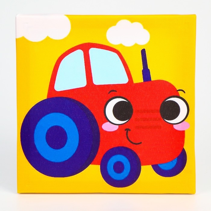 Картина помпонами «Трактор», 20 х 20 см, аппликация помпошками