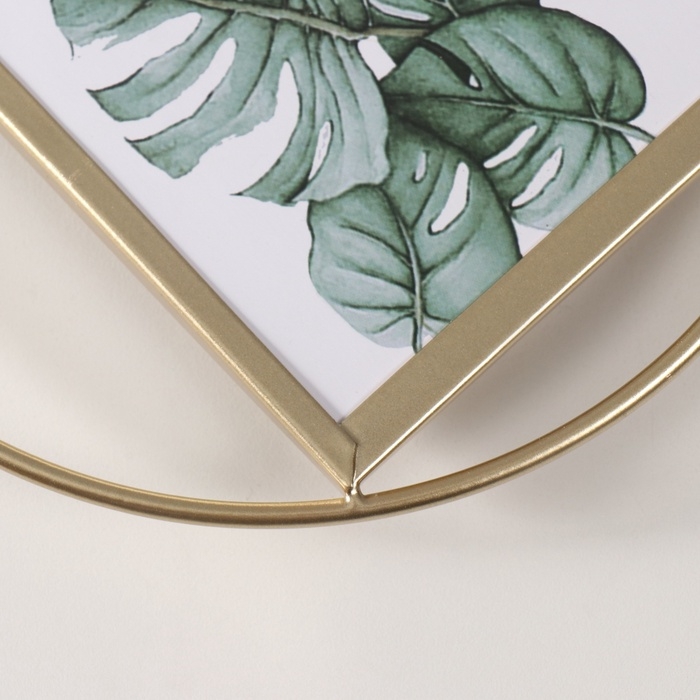 Фоторамка металл на 1 фото 10х15 см "Лофт. Круг" золото 19,5х19,5х2 см