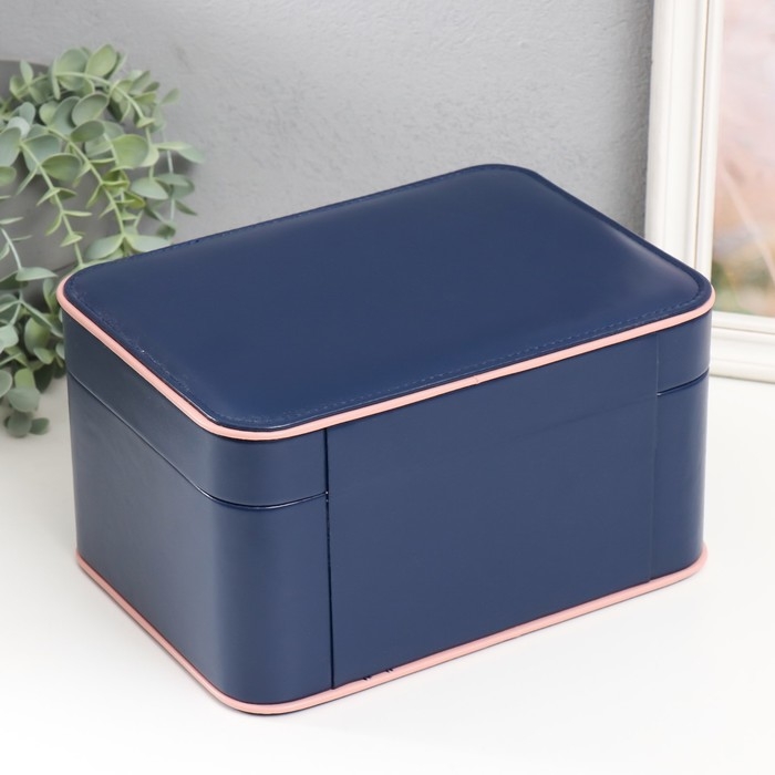 Шкатулка кожзам для украшений  Шкатулка кожзам для украшений "Шейла" синяя с розовым 25,5х18,5х14 см