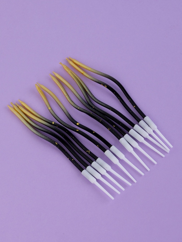 Свечи для торта Свечи для торта "Серпантин", 12 шт, градиент золотой и черный