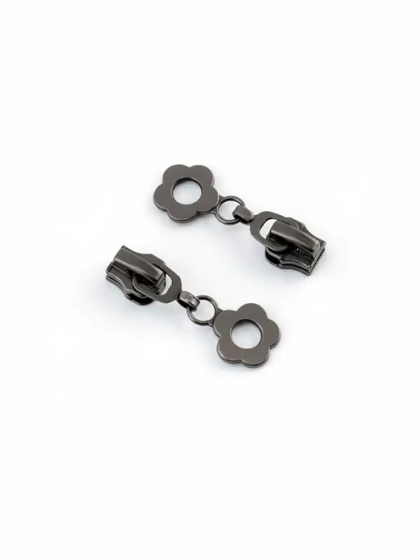 Бегунок для металлической молнии, №5, &laquo;Цветок&raquo;, 10 шт., цвет чёрный никель