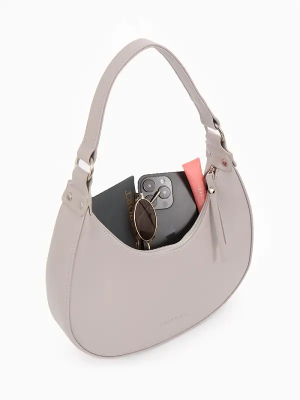 Сумка женская багет TEXTURA на молнии, 28&times;6.5&times;15 см, тёмно-бежевая