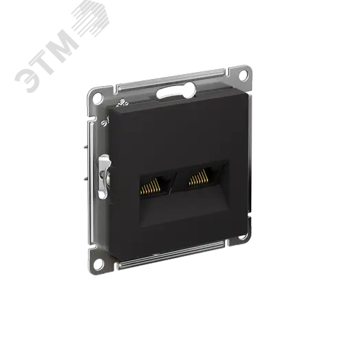 Розетка ATLASDESIGN двойная компьютерная RJ45+RJ45 категория 5E механизм карбон