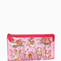 Косметичка - пенал на молнии, с ярким принтом, розовая