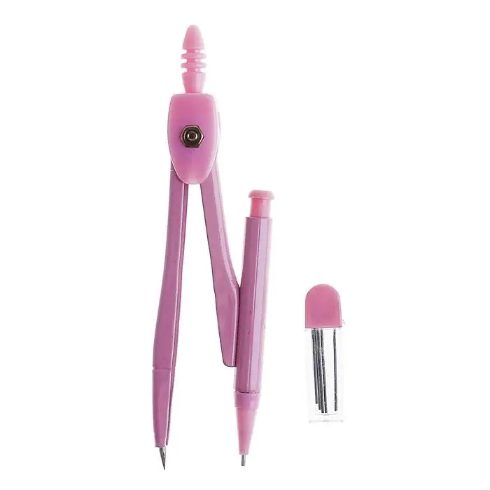 Циркуль металлический Calligrata, 120 мм, с механическим карандашом, с грифелями, в пластиковом пенале, МИКС