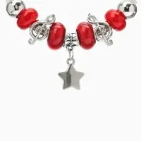 Браслет с шармами &laquo;Марджери&raquo;, звезда, красный в серебре, d=6.5 см