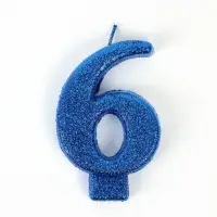 Свеча в торт &laquo;Соло. Цифра 6&raquo;, 8.2 см, синий блеск