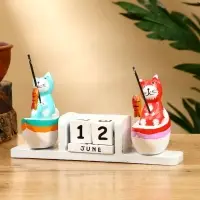 Календарь настольный «Котики рыбаки», 19×10×10 см, дерево