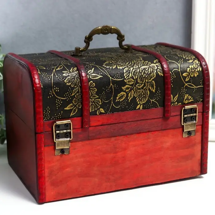 Шкатулка для украшений &laquo;Сундучок. Цветы и бамбук&raquo;, дерево, состаренная, 15&times;22&times;15.5 см, МИКС