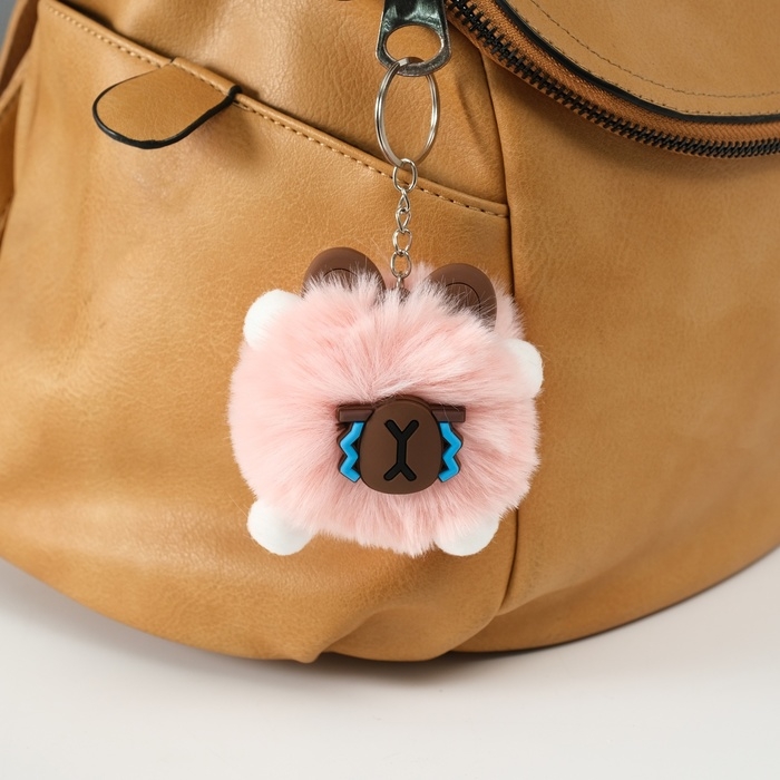 Пушистик на кольце  Пушистик на кольце "Капибара Мистер Грусть" розовый 10х8х8 см