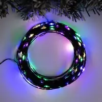 Гирлянда &laquo;Нить&raquo; 20 м, роса, IP20, чёрная нить, 200 LED, свечение мульти, 12 В