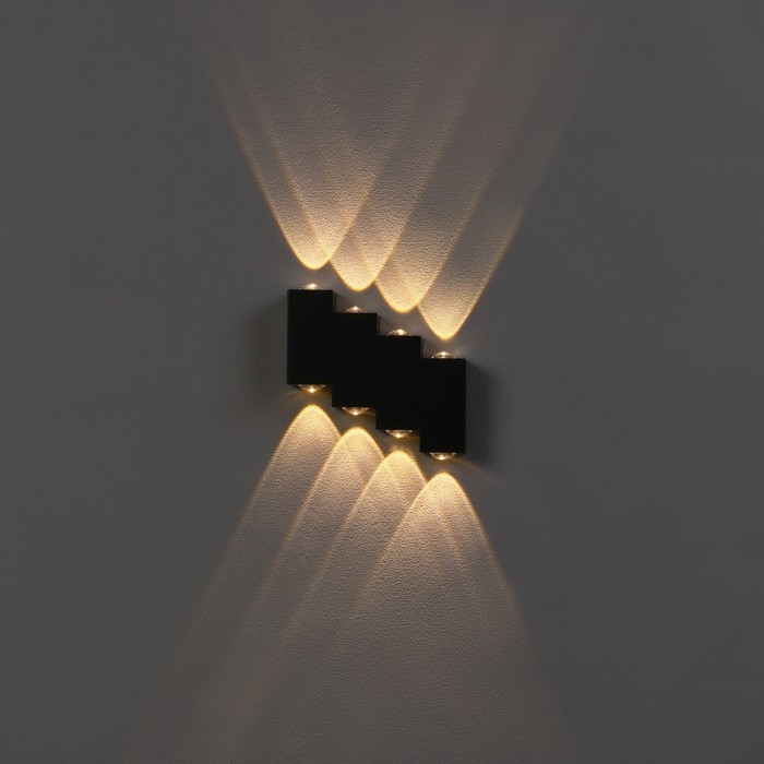 Светильник фасадный «Луч», FSD-012, 8 Вт, 3000К, 4 луча, IP65, 220 В, металл, черный