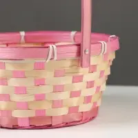 Корзина плетёная, бамбук, 21&times;21&times;10/24 см, розовая