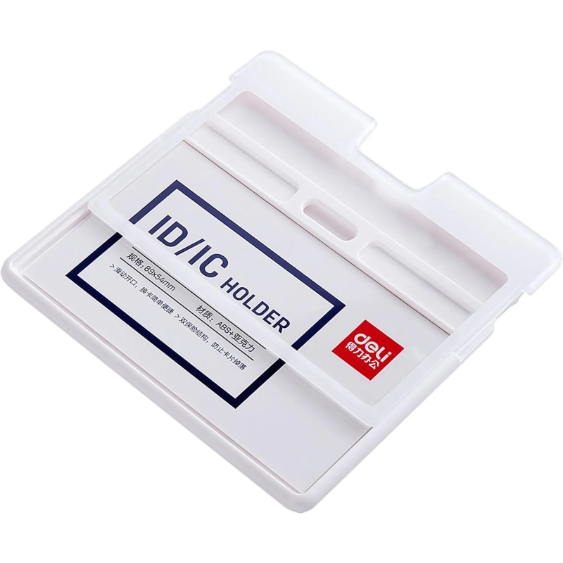 Бейдж Deli 8314 горизонт. без держат., вкладыш: 89x54мм, пластик, белый,1шт