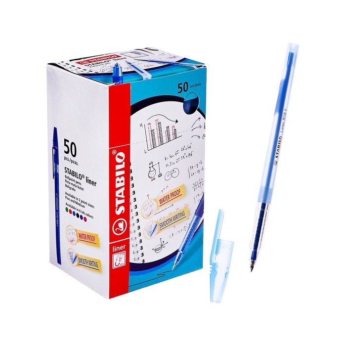 Ручка шариковая Stabilo Liner 808F, для письма, узел 0.5 мм, синяя Ручка шариковая Stabilo Liner 808F, для письма, узел 0.5 мм, синяя