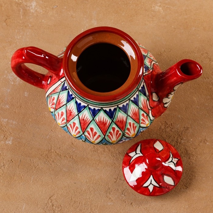 Чайник Риштанская Керамика Чайник Риштанская Керамика "Узоры", 0,8 мл, красный
