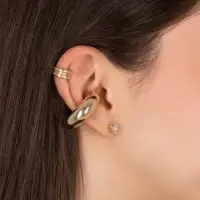 Серьга и кафф QF &laquo;Бублик&raquo;, набор 3 шт. стразы, цвет золото