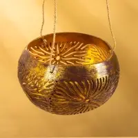 Подсвечник подвесной из кокоса, 14×14×10 см, золотой