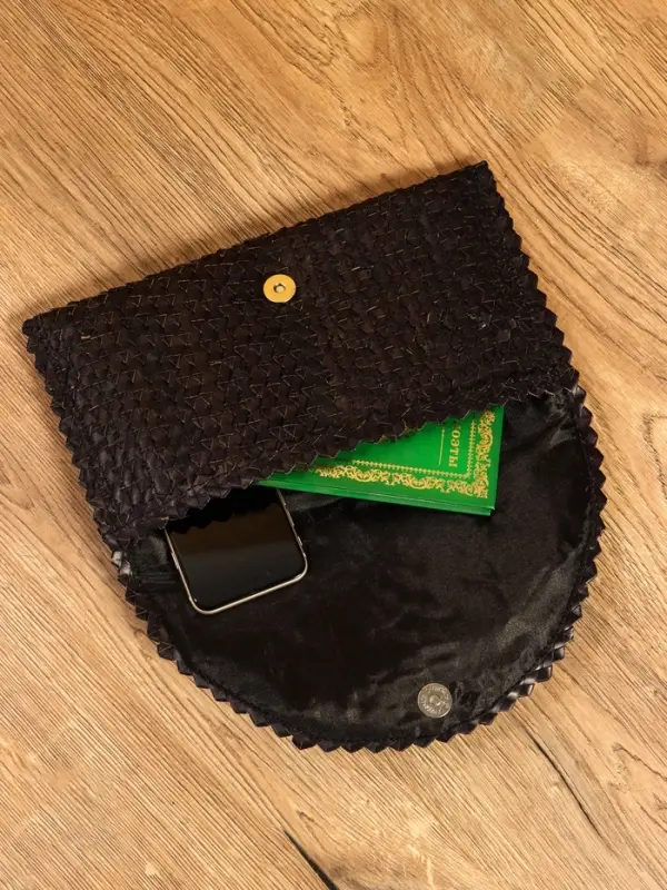 Сумка клатч плетёная из пальмового листа, 28×16×2 см, чёрная Сумка клатч плетёная из пальмового листа, 28×16×2 см, чёрная