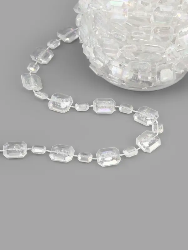 Бусины на нитях, с голографией, 9&plusmn;1 м, прозрачные