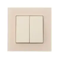 Выключатель проходной TOT Matte Glass, 10 А, 2 клавиши, скрытый монтаж, стеклянная рамка, бежевый
