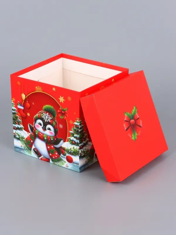 Коробка Самосборная Коробка Самосборная "Новогодние зверята" 15х15х15 см