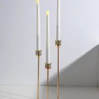 Подсвечник металл "Кольцо из страз" d=2,2 см набор 3 шт золото h=22, 27, 32 см