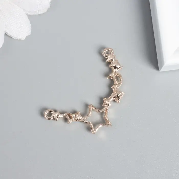 Декор для творчества металл 2 ушка "Звезда и месяцы" золото 2,3х3,3 см