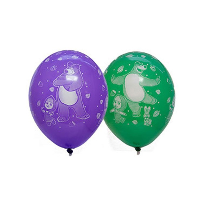 Шар латексный 14 Шар латексный 14" «Маша и Медведь», пастель, 5 ст. рисунок, 25 шт.,МИКС