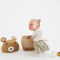 Корзина для игрушек SL Home &laquo;Медведь&raquo;, плетёная, ручной работы, 25&times;26&times;41 см, коричневая