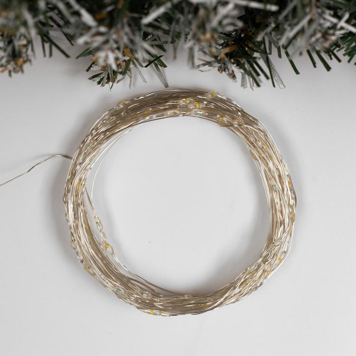 Гирлянда «Нить» 10 м роса, IP20, серебристая нить, 100 LED, свечение тёплое белое, 12 В Гирлянда «Нить» 10 м роса, IP20, серебристая нить, 100 LED, свечение тёплое белое, 12 В