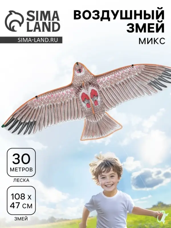 Воздушный змей Funny toys &laquo;Орёл в полете&raquo;, с леской, МИКС